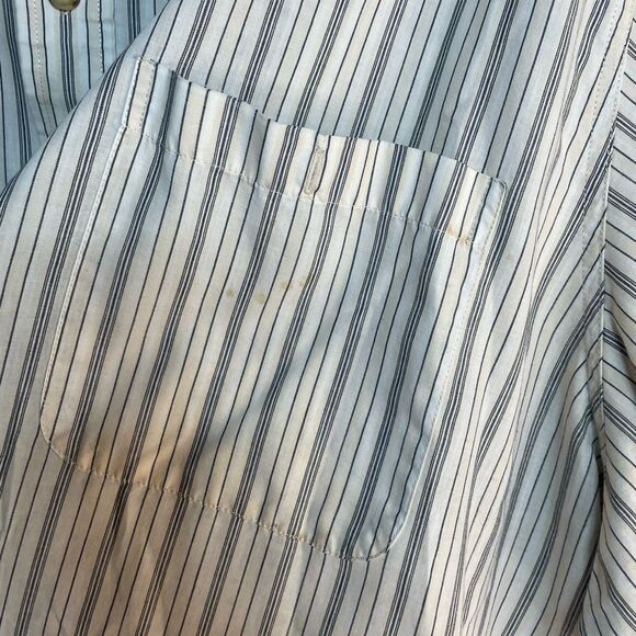 5 for $25🔥King Size White Vertical Striped Button Front Shirt 5XL - Picture 4 of 6